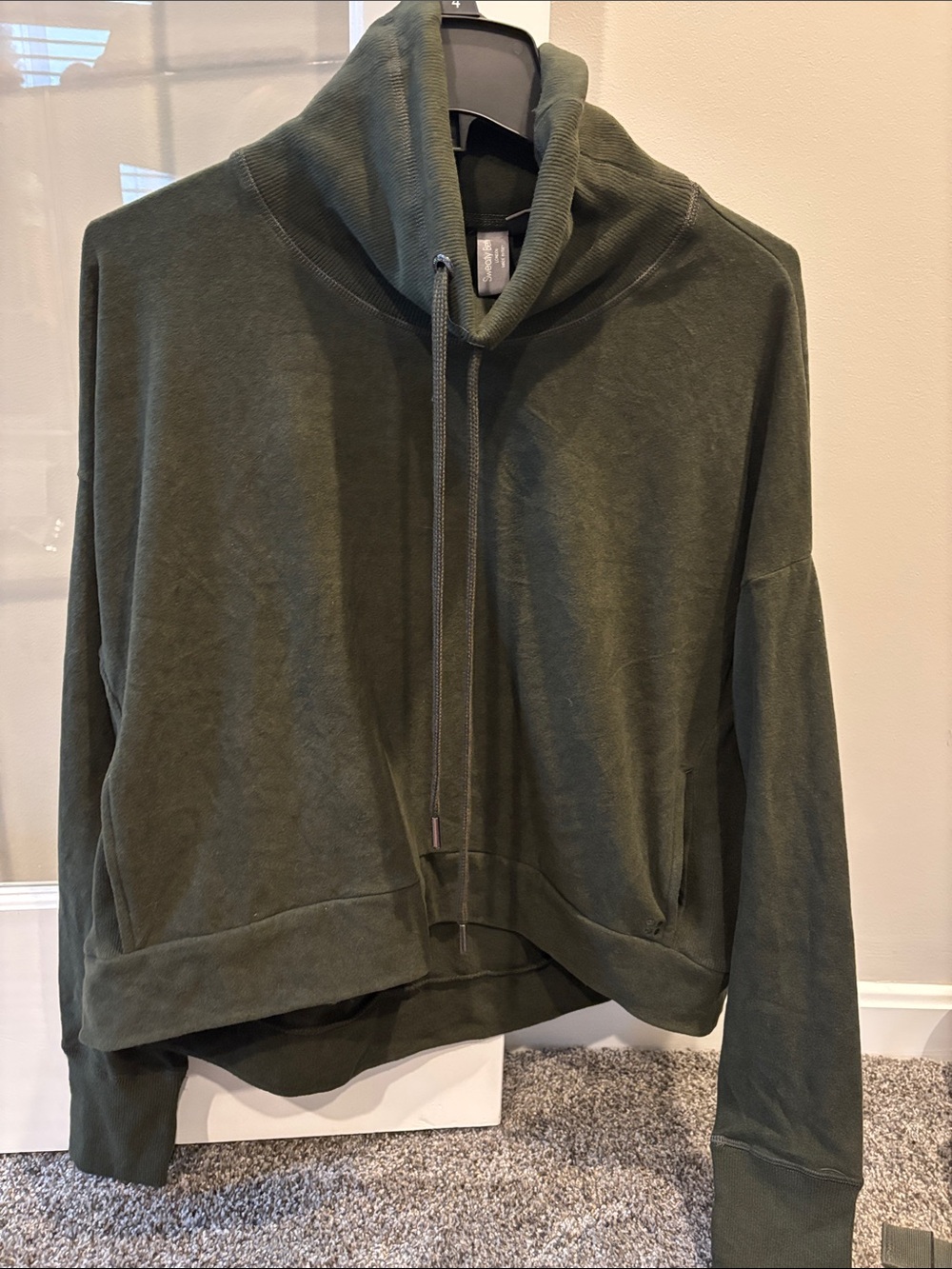 Sweaty Betty Olive Green Funnel Neck Pullover